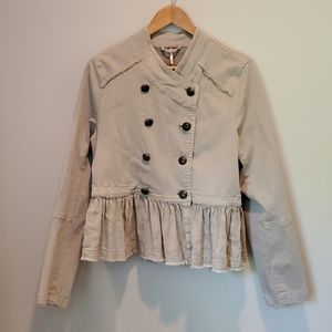 Free People khaki military style cotton jacket M